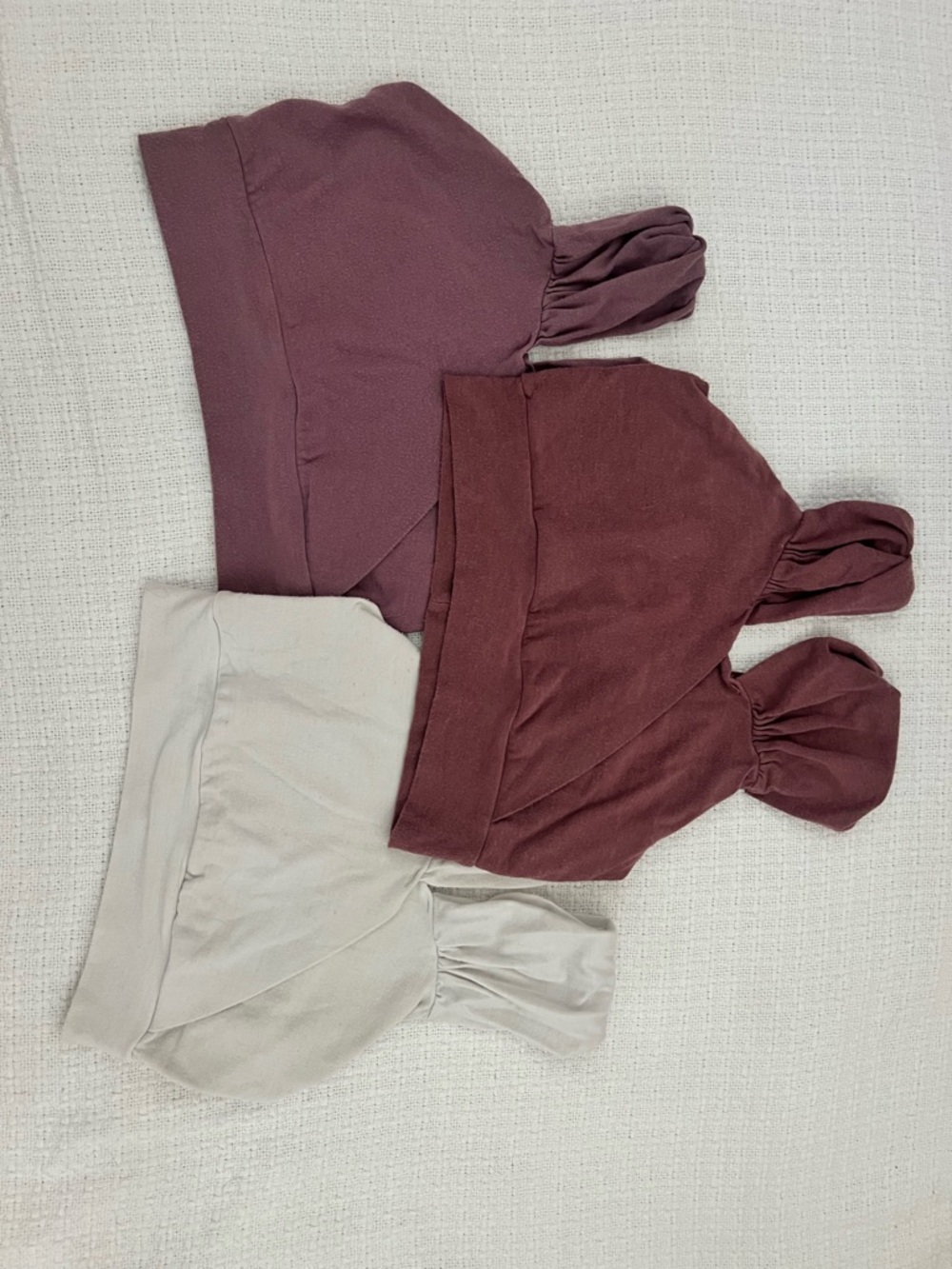 Set of three bamboo/ organic cotton Wide-strap Wrap Crop Top Nursing Bras
